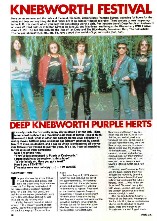 Music UK - Jun 1985 Knebworth Festival preview feature p48', by Tim Oakes